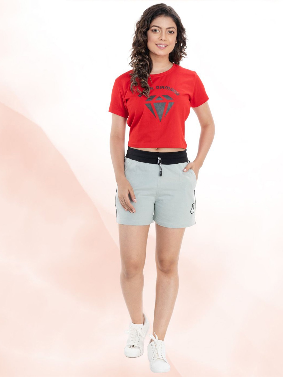

StyleAOne Printed Pure Cotton T-Shirt With Shorts, Red