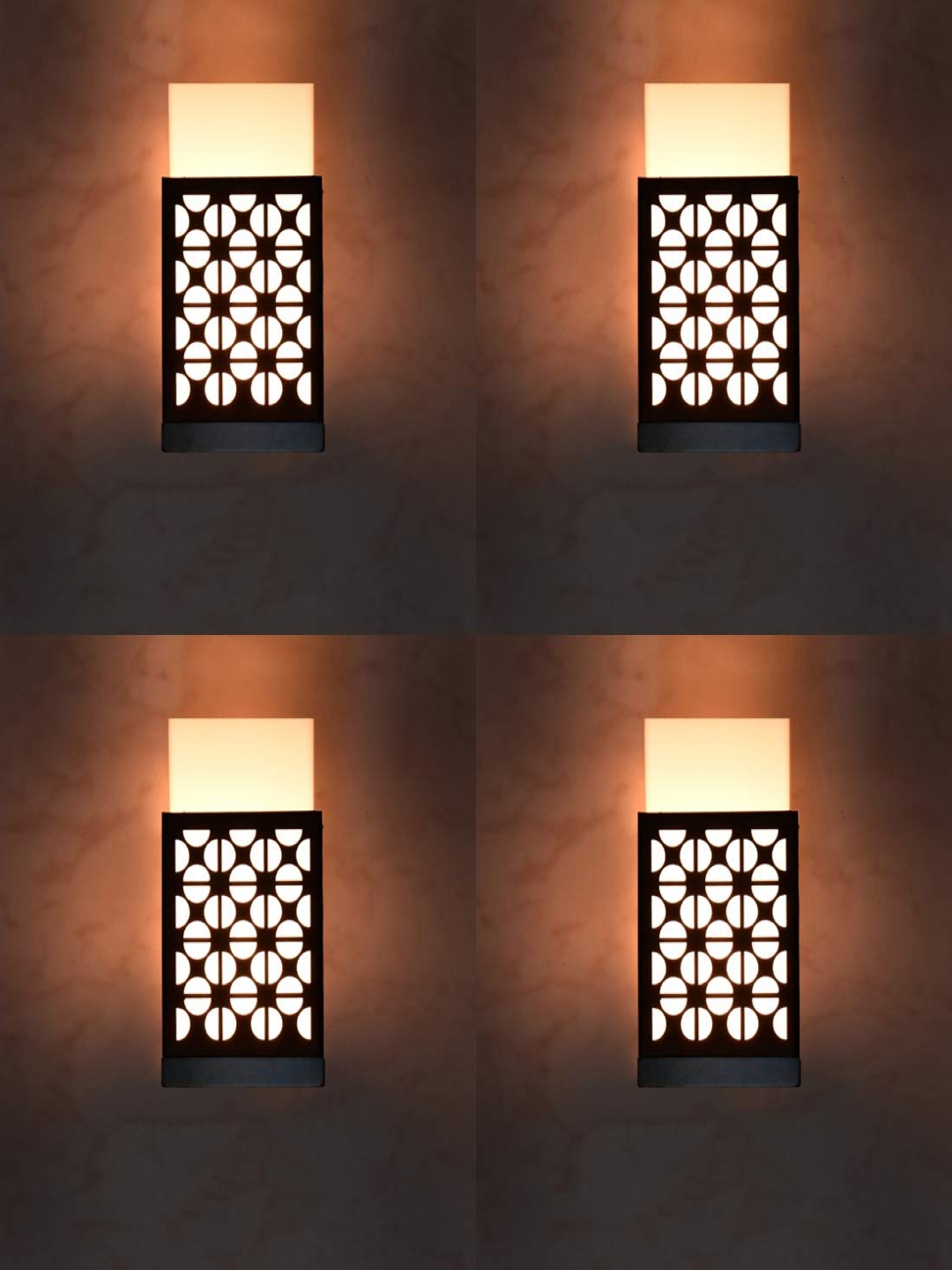 

Gojeeva Black 4 Pieces Textured Contemporary Rectangle Shaped Wooden Wall Lamp