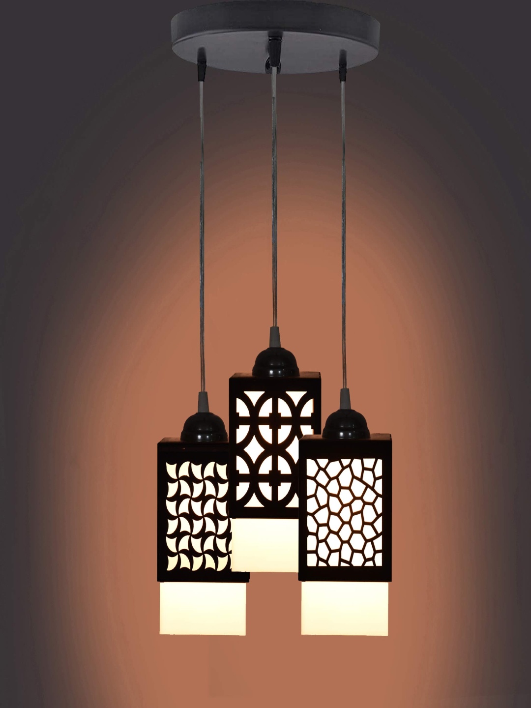 

Gojeeva Black & White Textured Wooden Square Shaped Wall Lamp