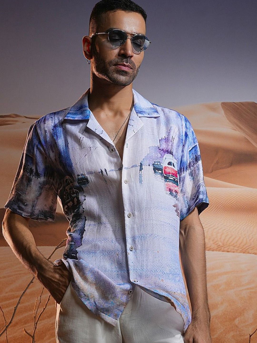 

ASUKA Men Opaque Striped Casual Shirt, White