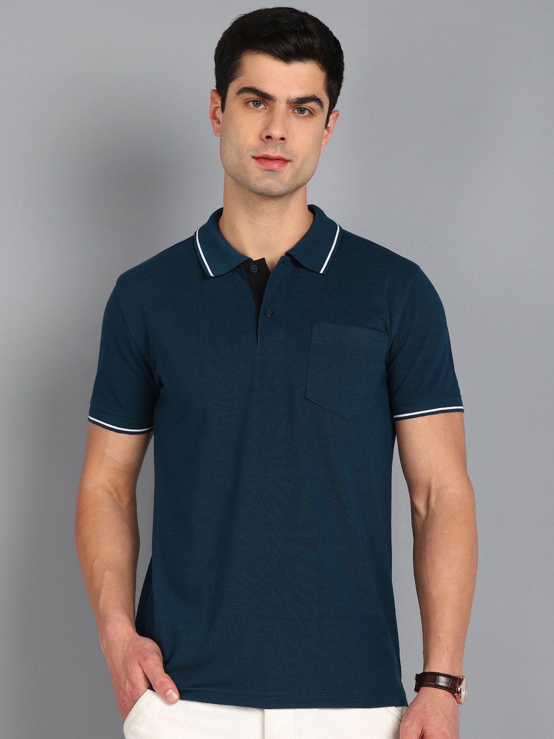 

XFOX Men Polo Collar T-shirt, Blue