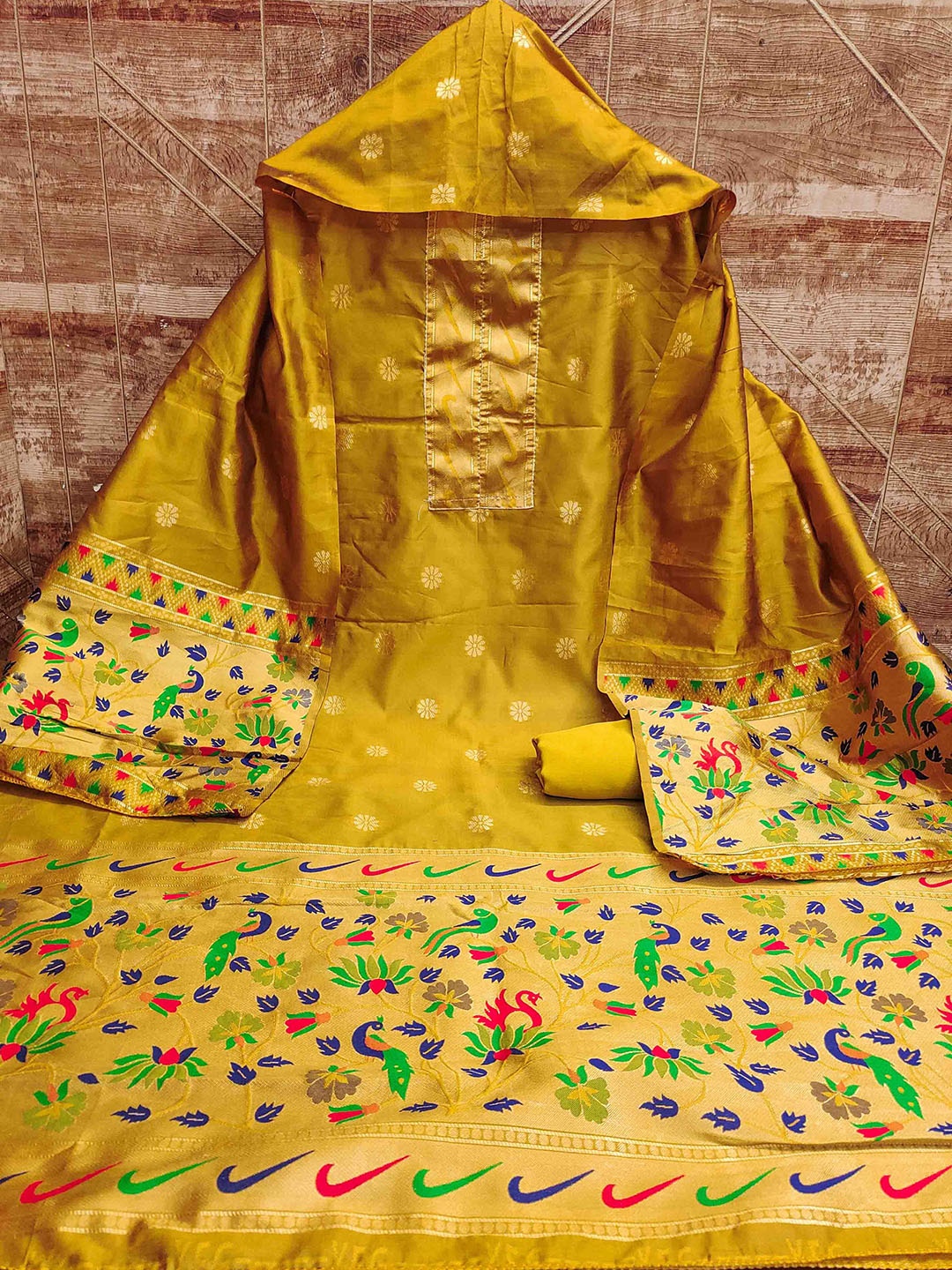 

Blissta Unstitched Dress Material, Mustard