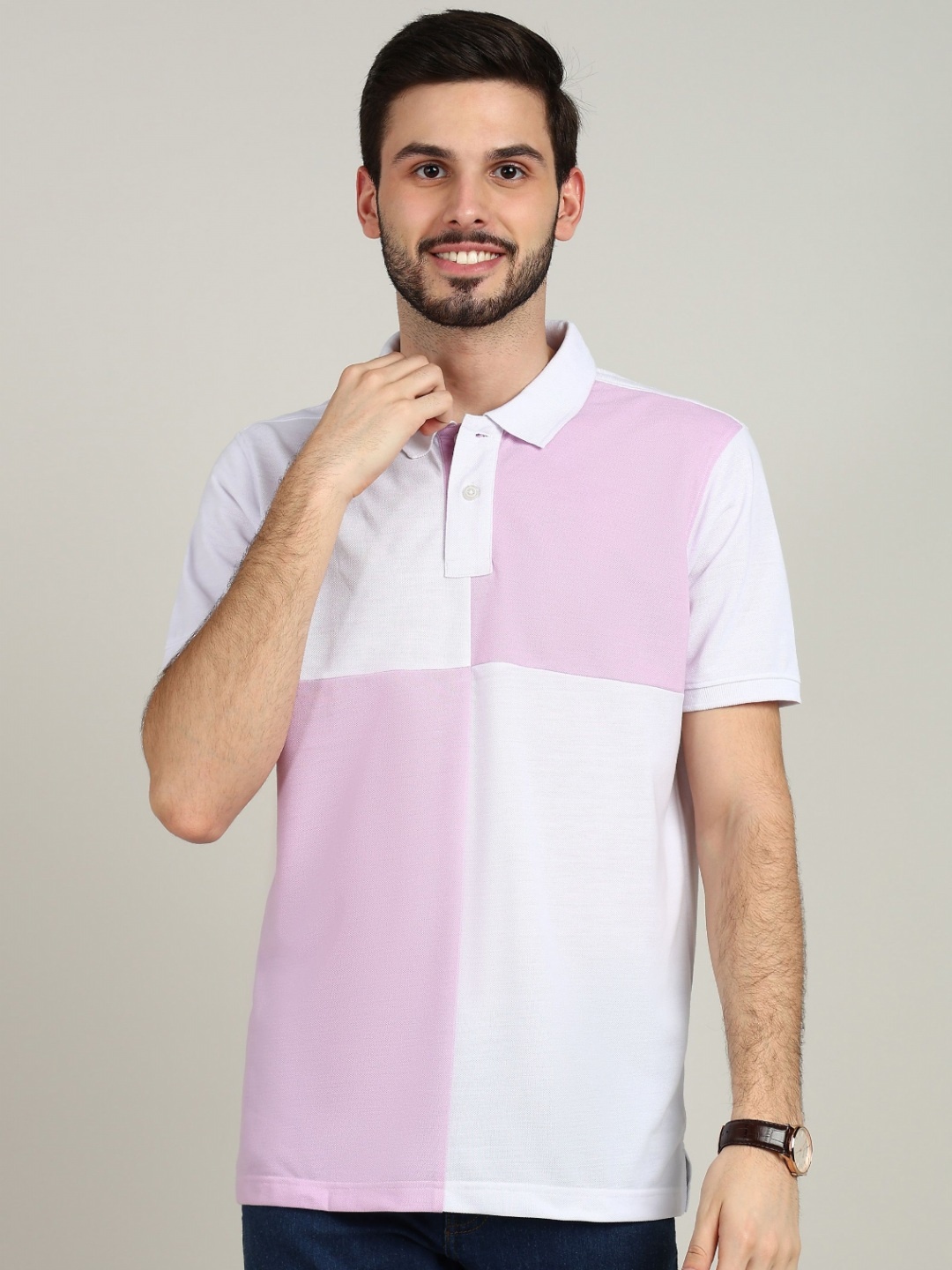 

XFOX Men Colourblocked Polo Collar T-shirt, White