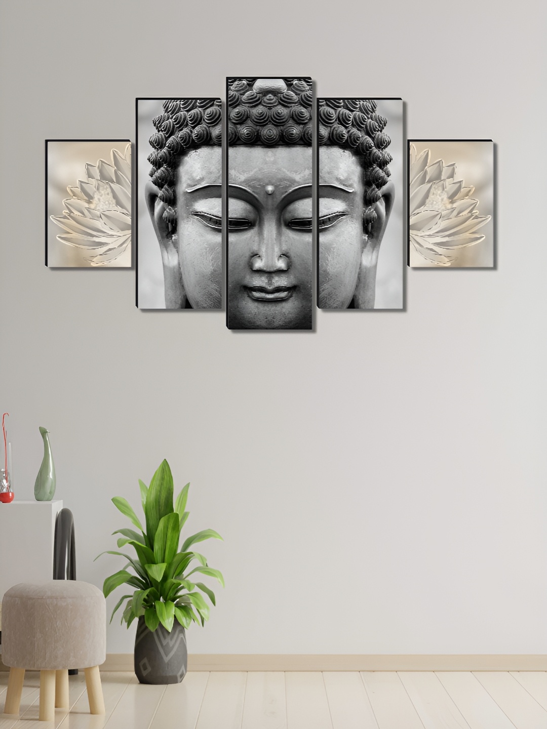 

Aura Grey & Beige 5 Piece Canvas Religious Wall Paintings