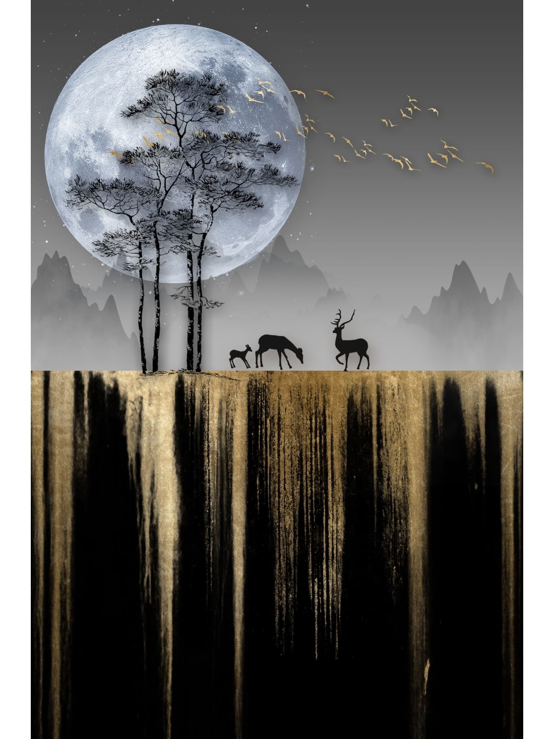 

CVANU Grey & Black Abstract Canvas Painting Wall Art