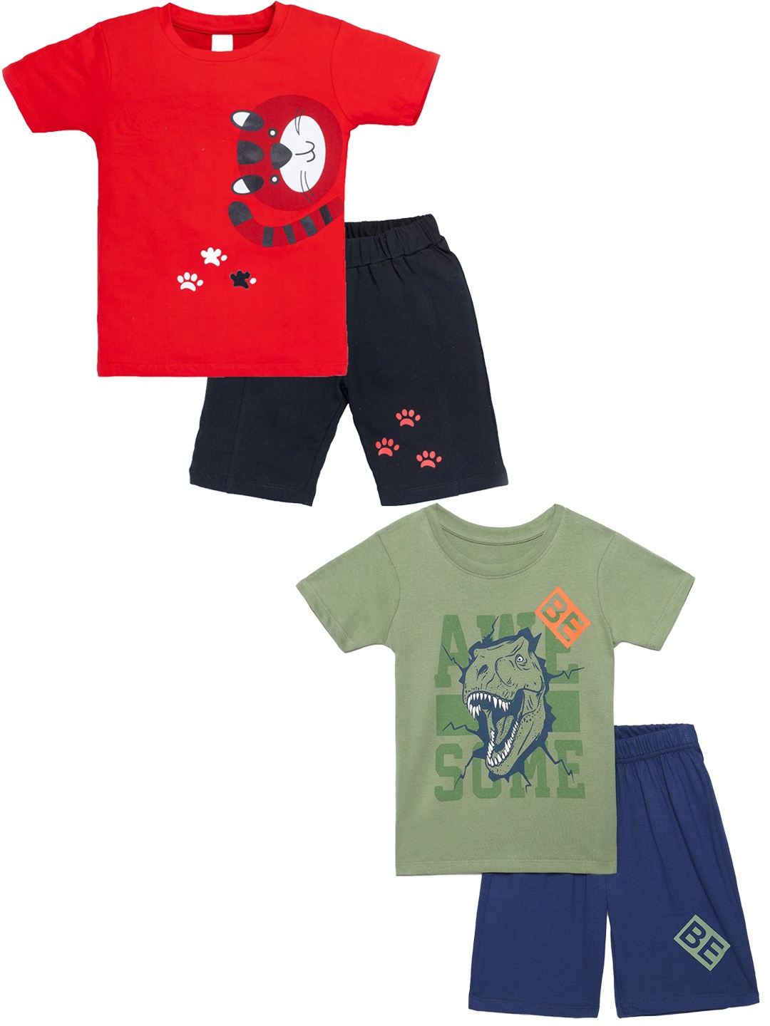 

YK Boys Printed T-shirt with Shorts, Red