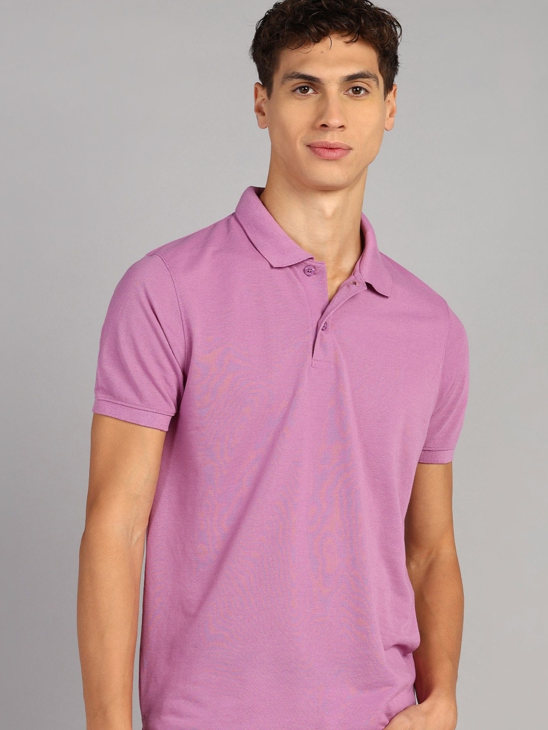 

XFOX Men Polo Collar T-shirt, Lavender