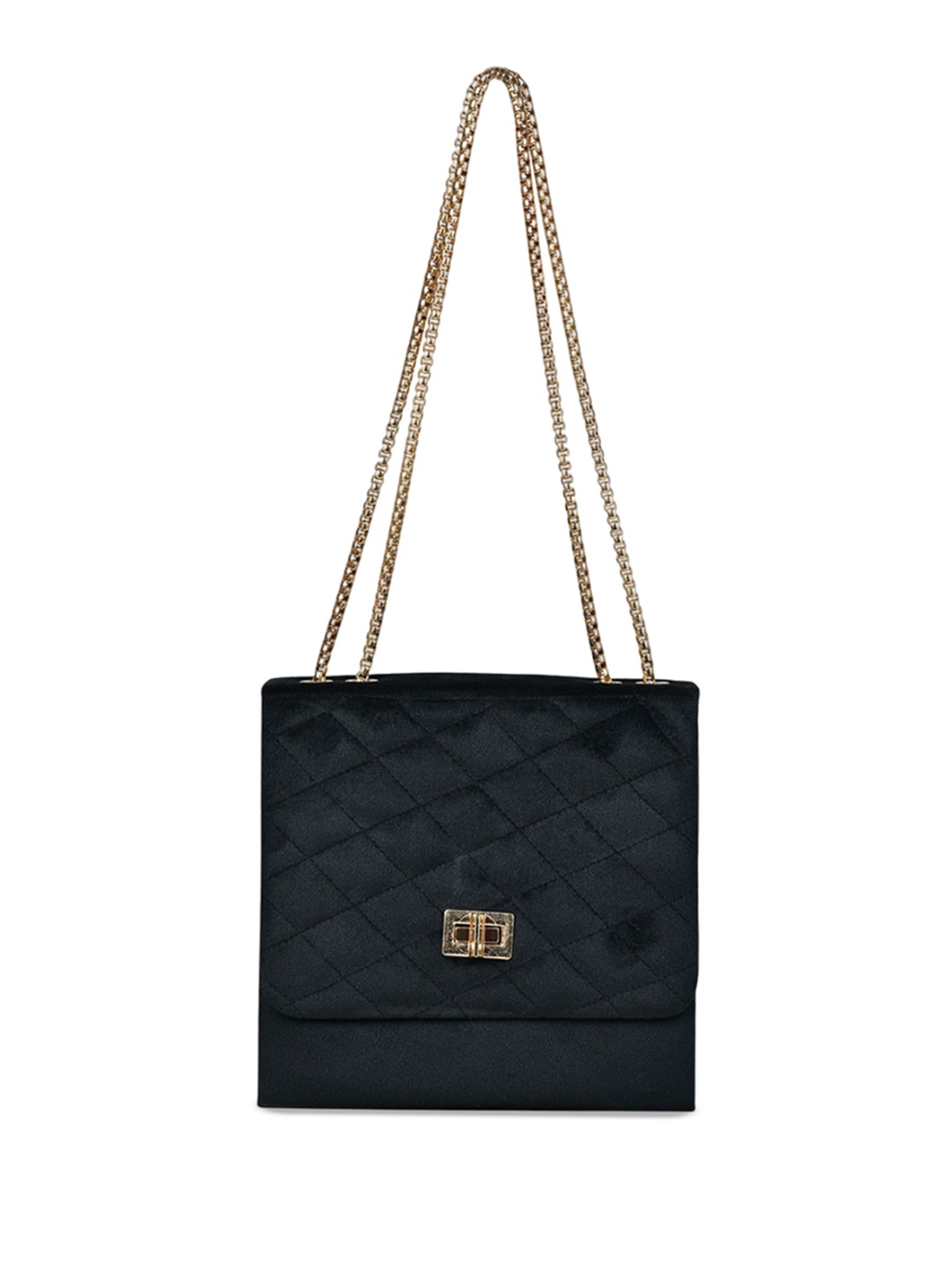 

MARKQUES Suede Structured Shoulder Bag with Quilted, Black