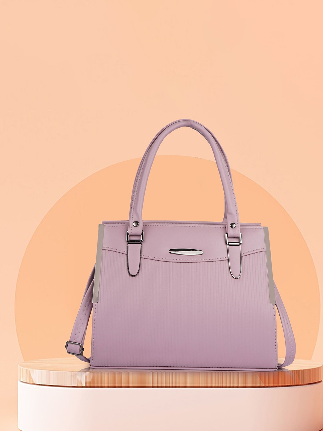 

SPOTIC Structured Satchel with Applique, Peach
