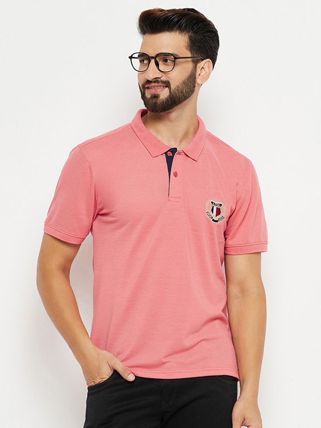 

XFOX Men Printed Polo Collar T-shirt, Pink