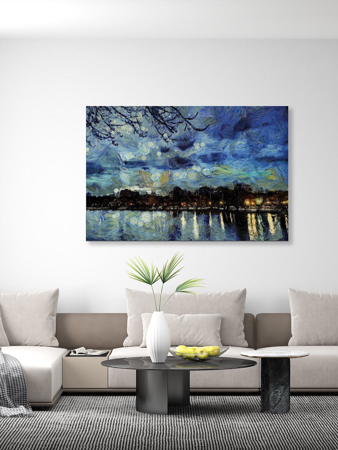 

CVANU Blue & Grey Abstarct Canvas Painting Wall Art