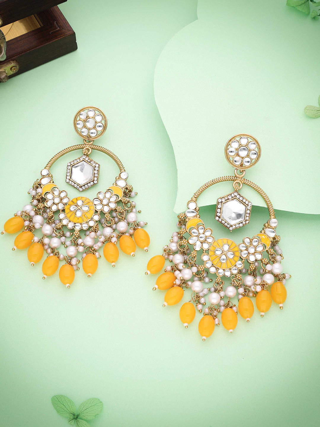 

Anouk Gold Plated Artificial Beads Contemporary Jhumkas