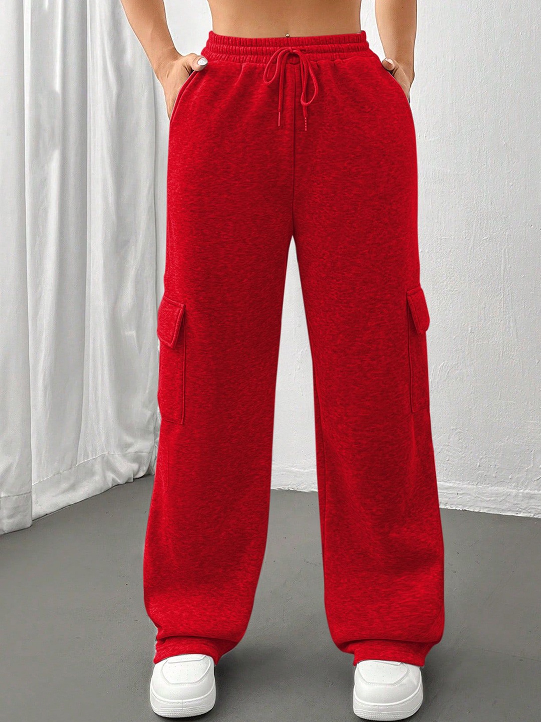 

KATECLO Women Smart High-Rise Loose Fit Cargos, Red