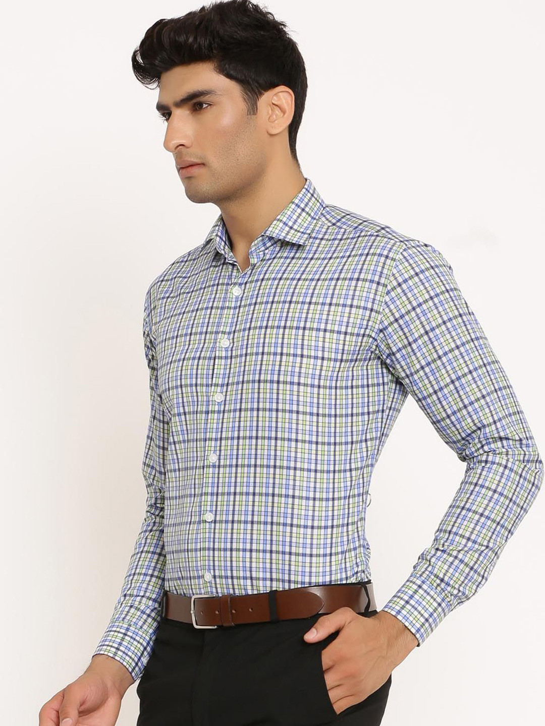 

Tistabene Men Opaque Checked Casual Shirt, Blue