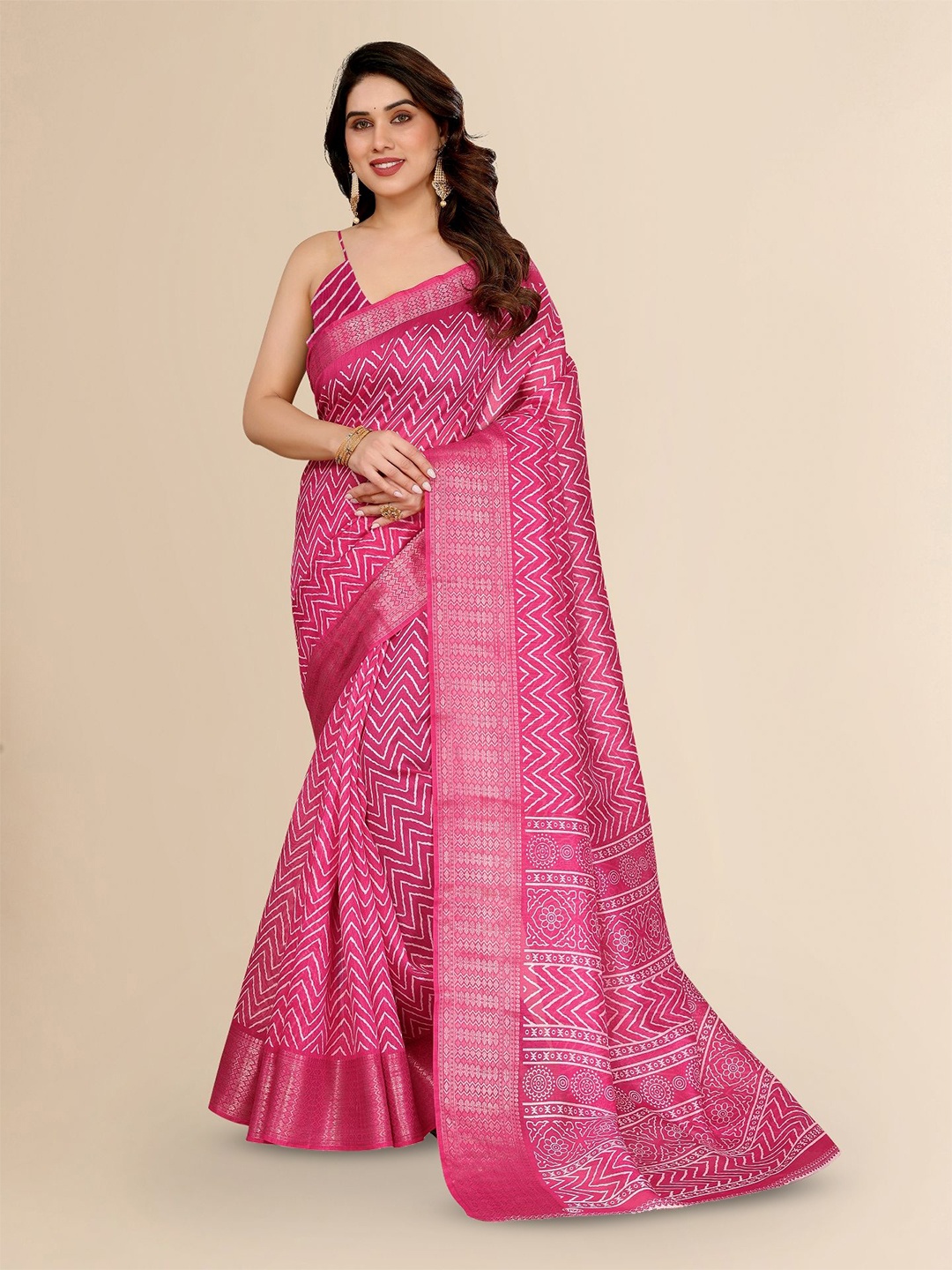 

Moda Rapido Zari Saree, Pink