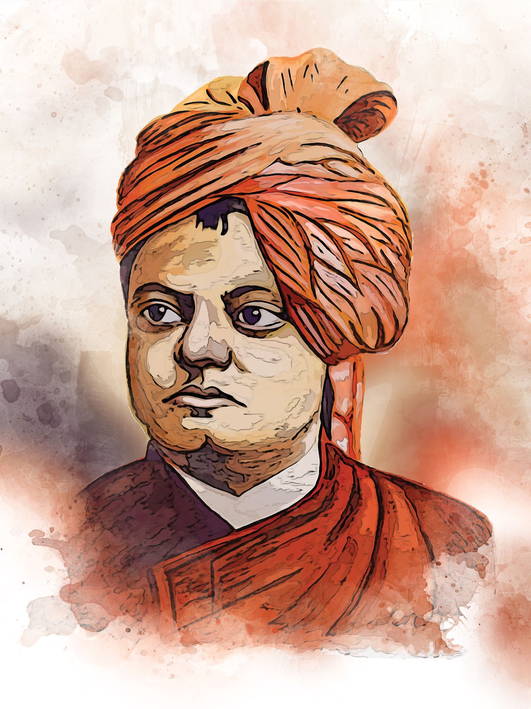 

CVANU Orange & Cream Canvas Human Painting Wall Art
