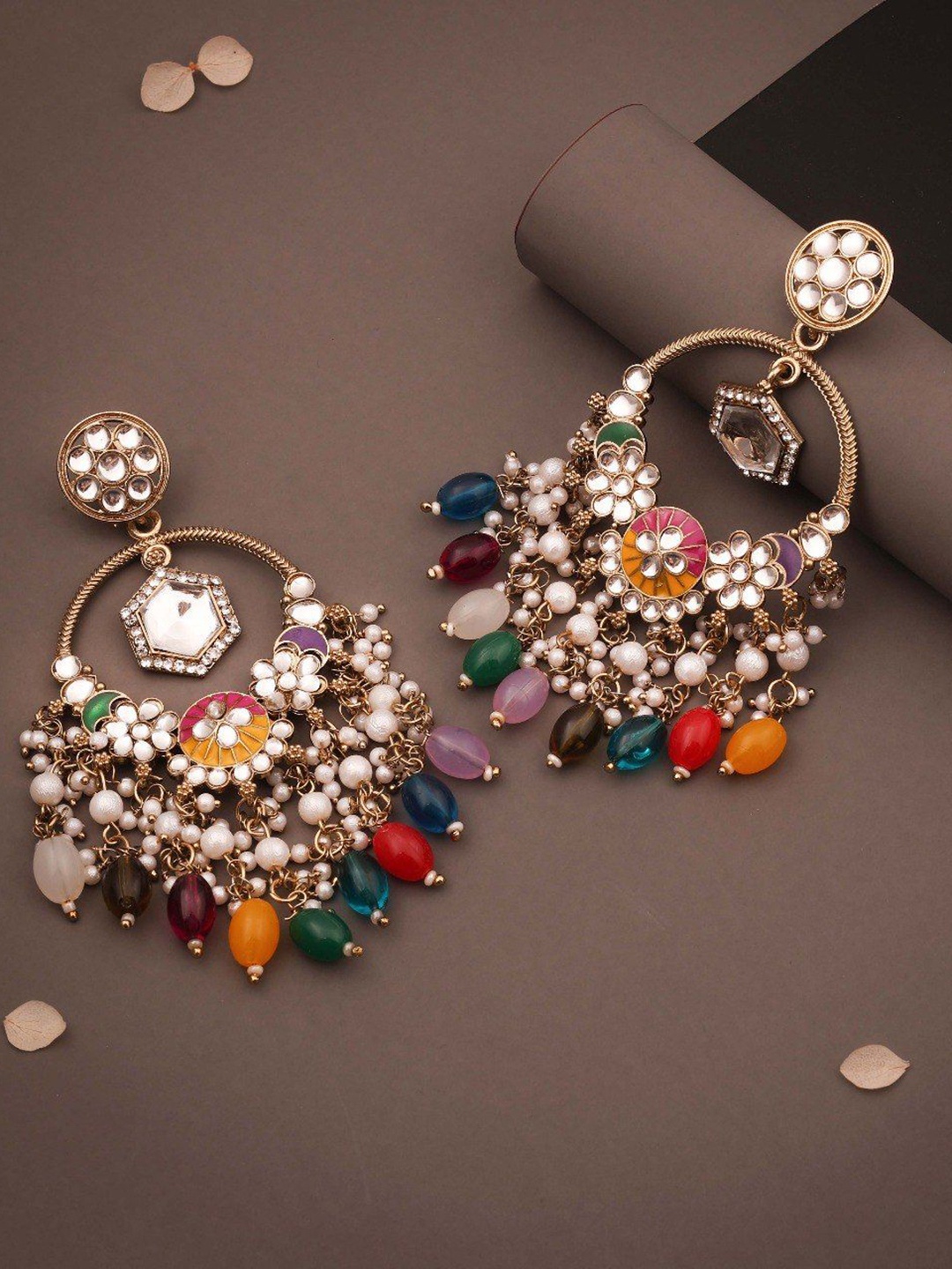 

Anouk Gold Plated Artificial Beads Contemporary Jhumkas