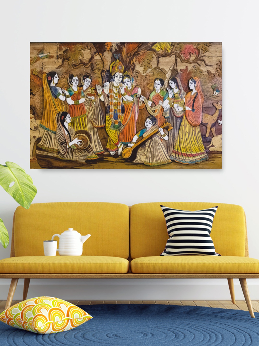 

CVANU Green & Yellow Canvas Religious Painting Wall Art