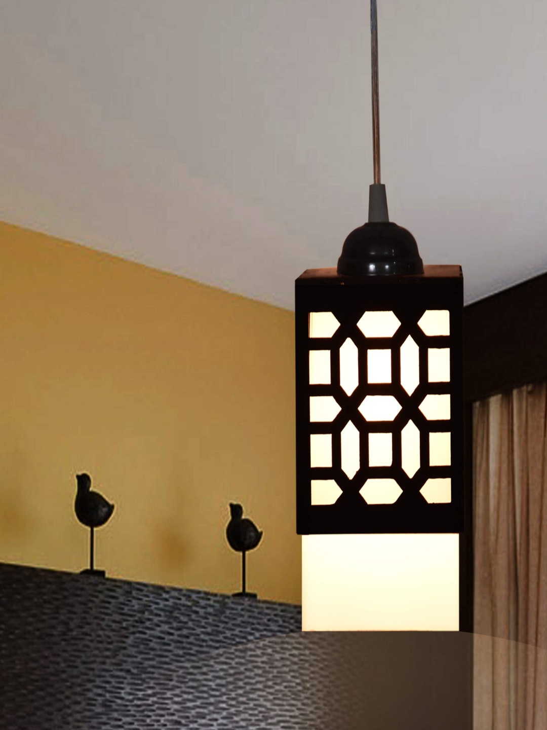 

Gojeeva Black & White Textured Wood Square Shaped Wall Lamp