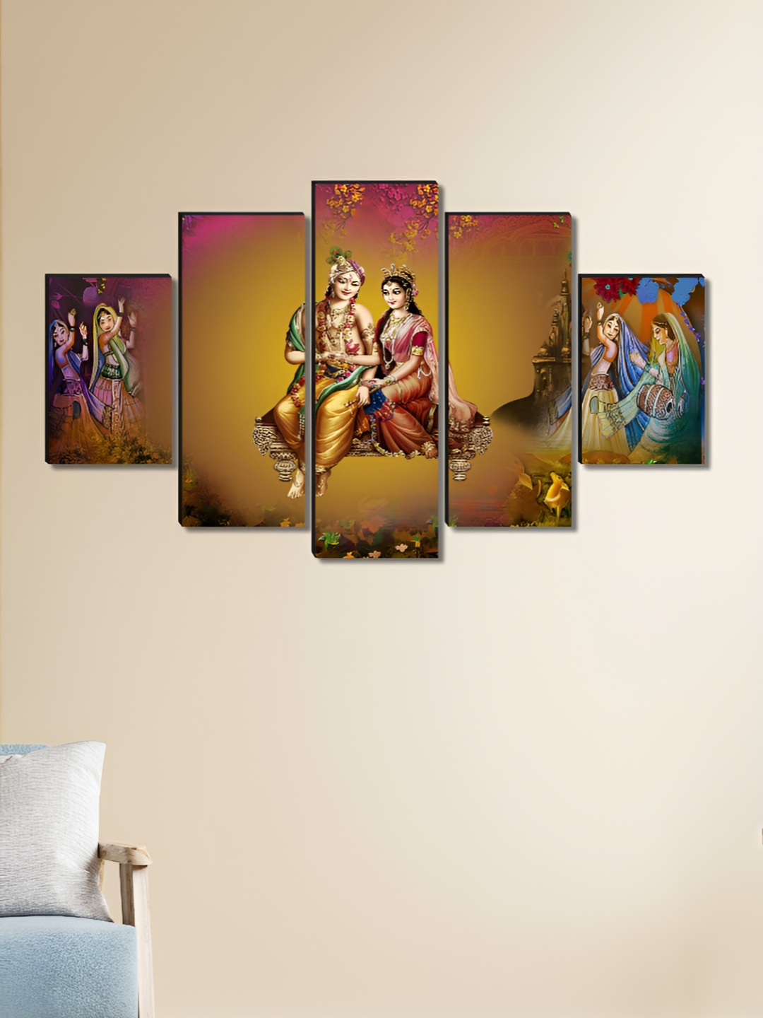 

Aura Yellow & Pink 5 Piece Canvas Religious Wall Paintings