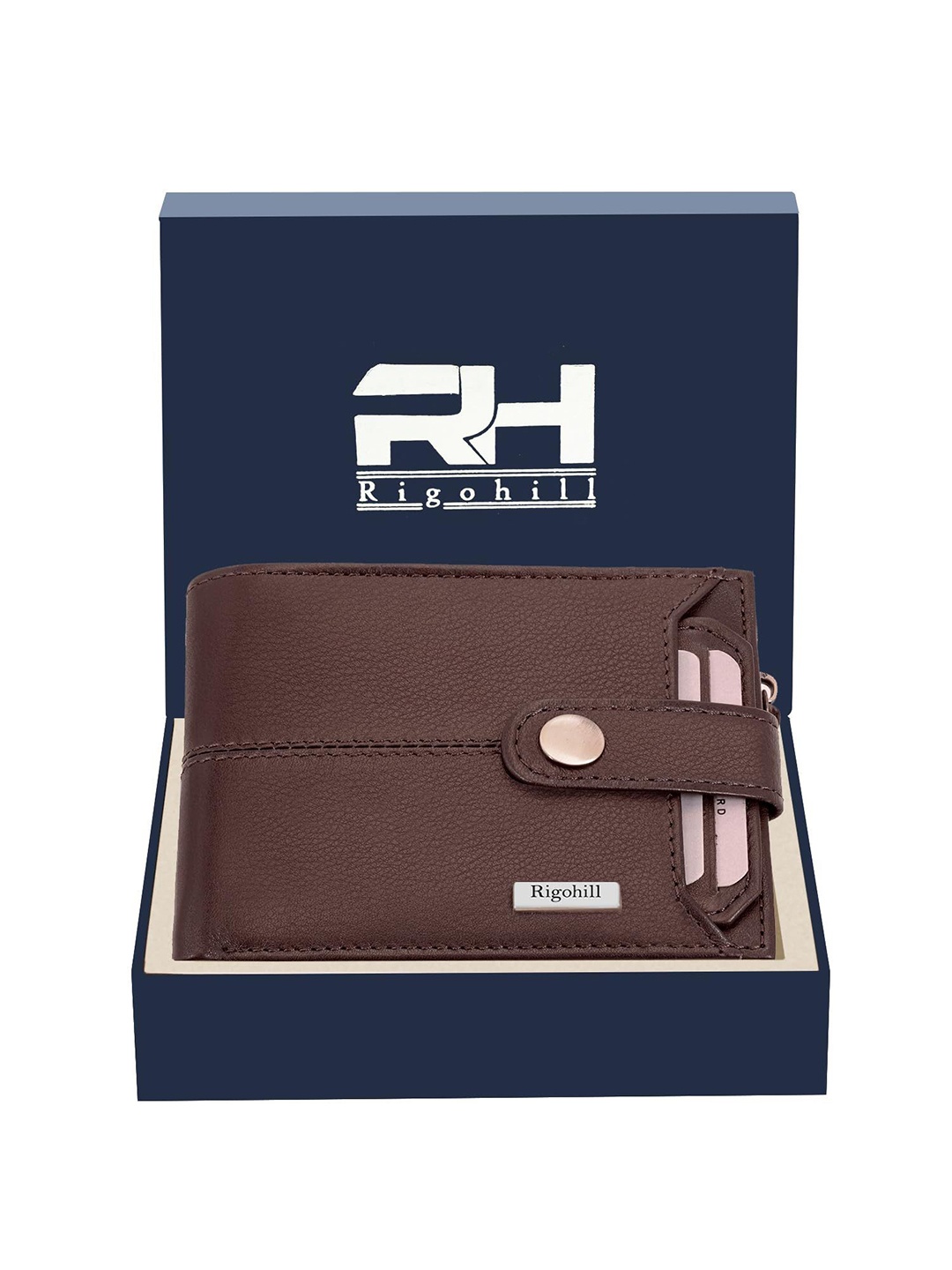 

Rigohill Men Doger Brown RFID Protected Leather Two Fold Wallet