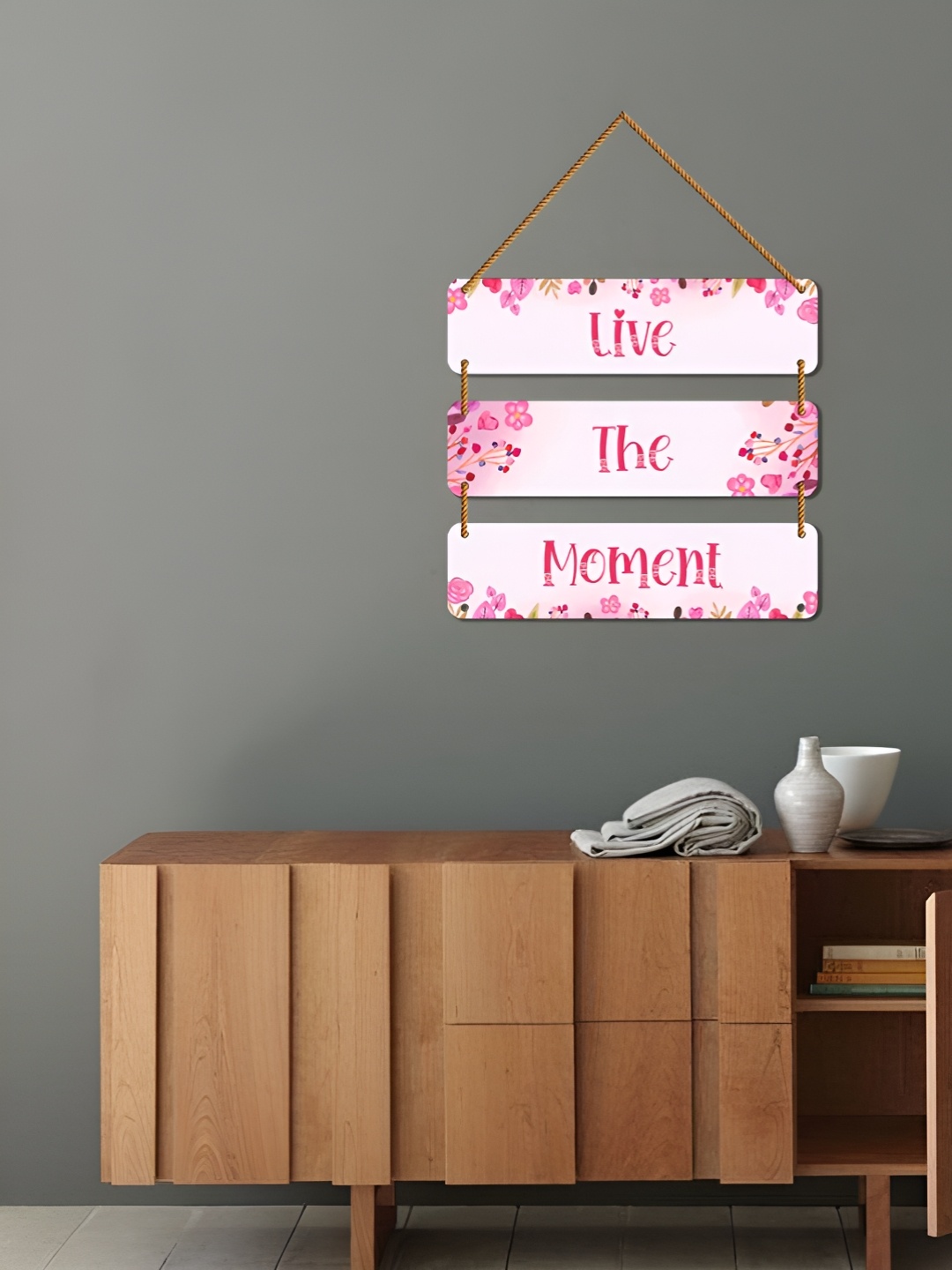 

WallDaddy White & Pink Printed Wooded Motivational Wall Hanging Decor