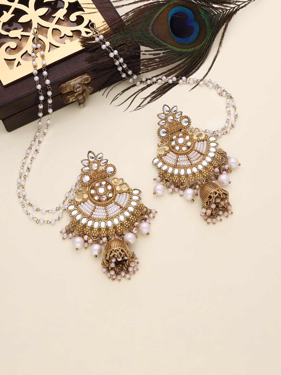 

Anouk Gold Plated Artificial Beads Contemporary Jhumkas