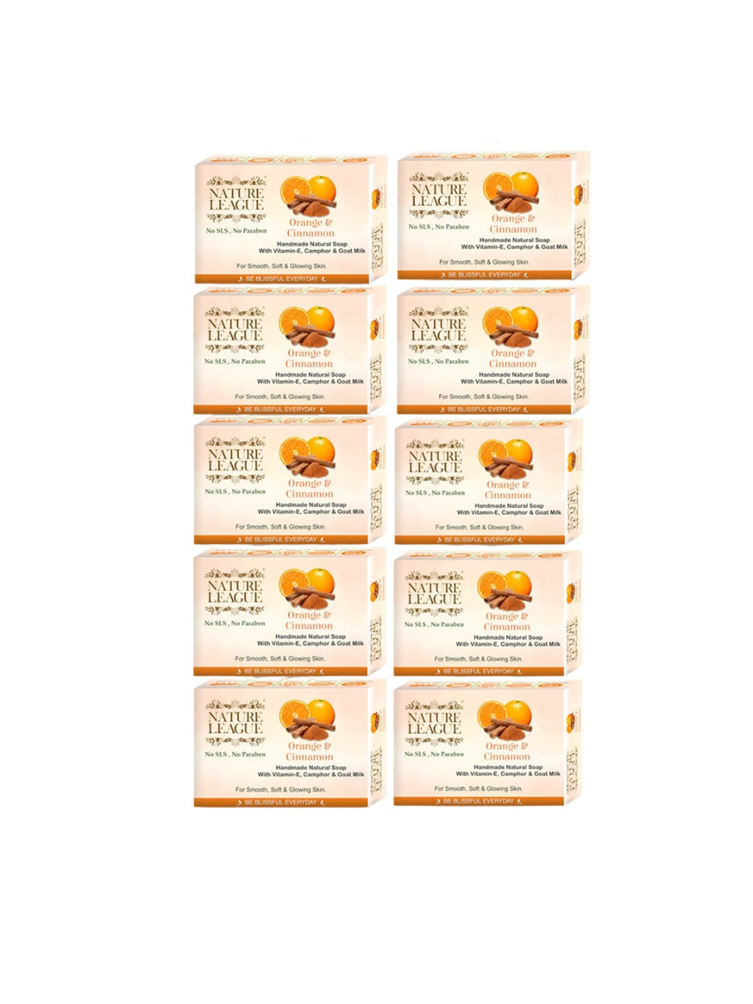 

NATURE LEAGUE Set Of 10 Orange & Cinnamon Natural Handmade Soap- 100 g