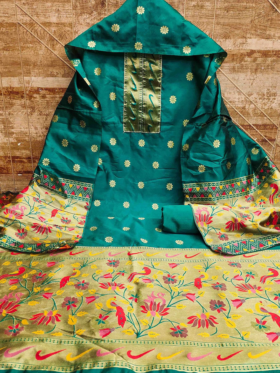 

KIMISHA Unstitched Dress Material, Teal