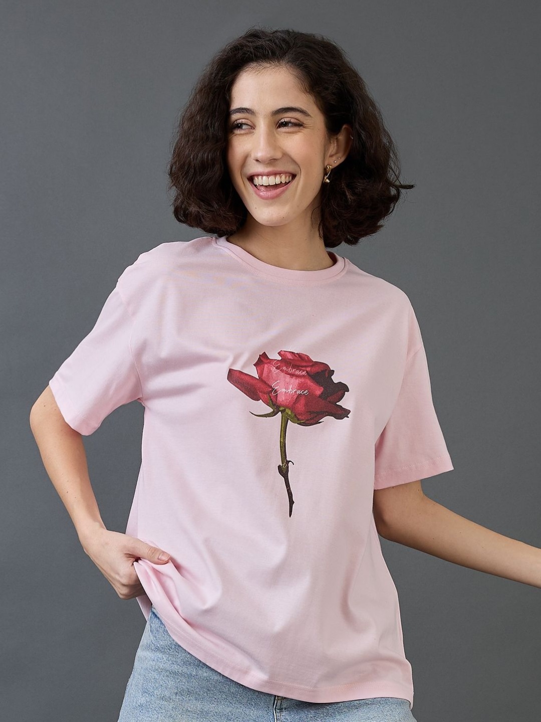 

Mast & Harbour Women Printed Pockets T-shirt, Pink