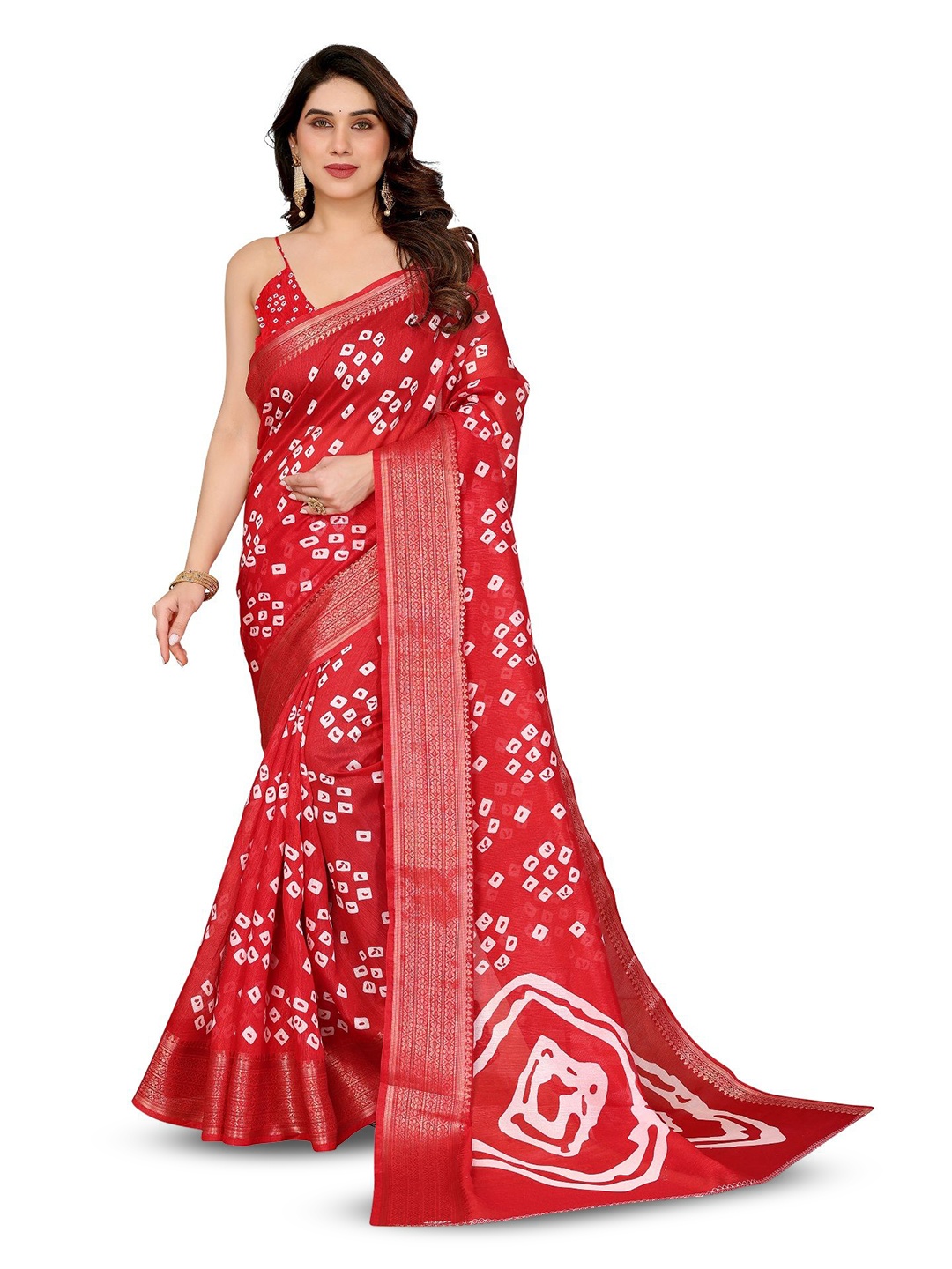 

Moda Rapido Zari Saree, Red