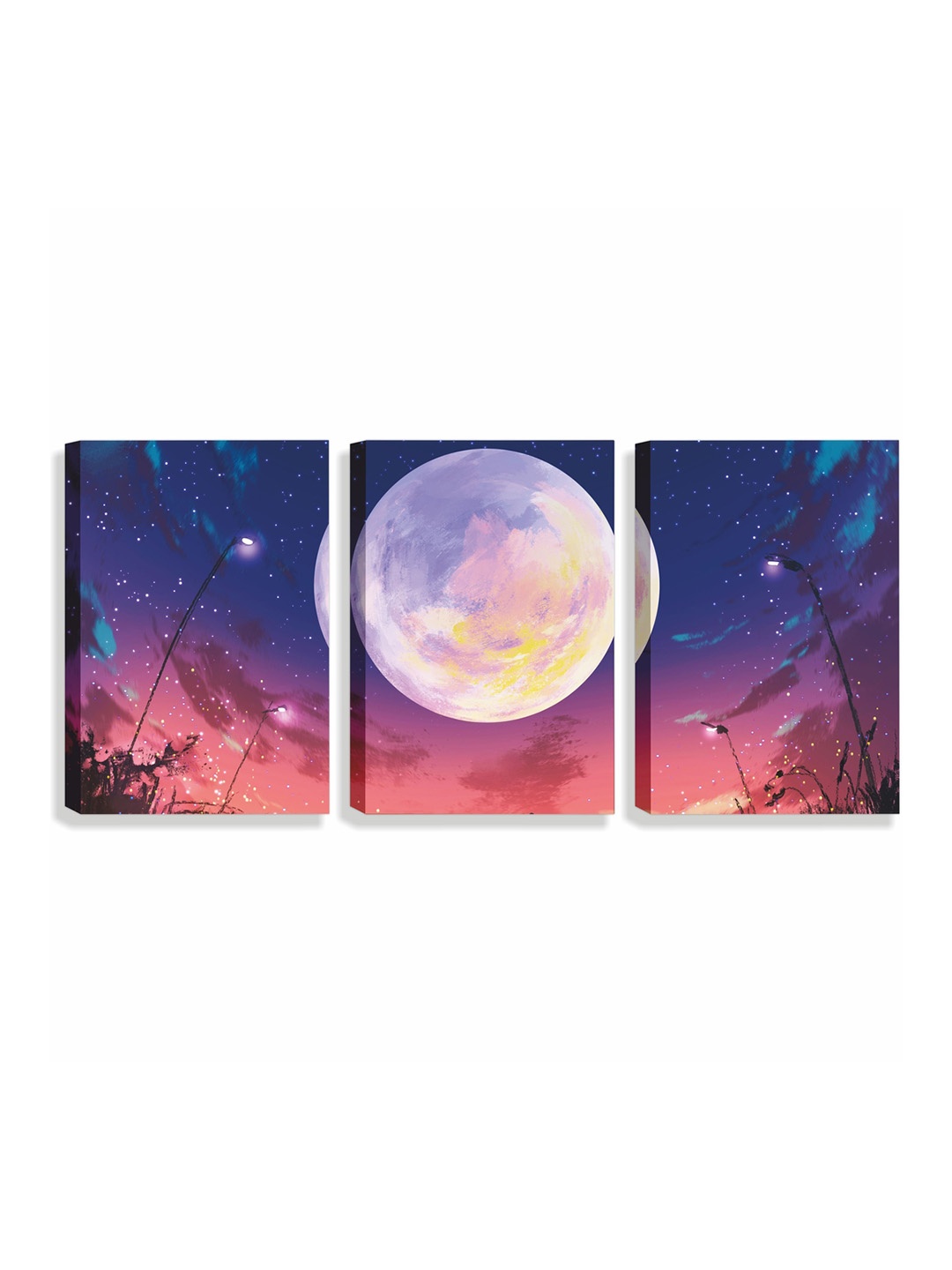 

CVANU Blue & Pink 3 Piece Canvas Paintings Wall Arts