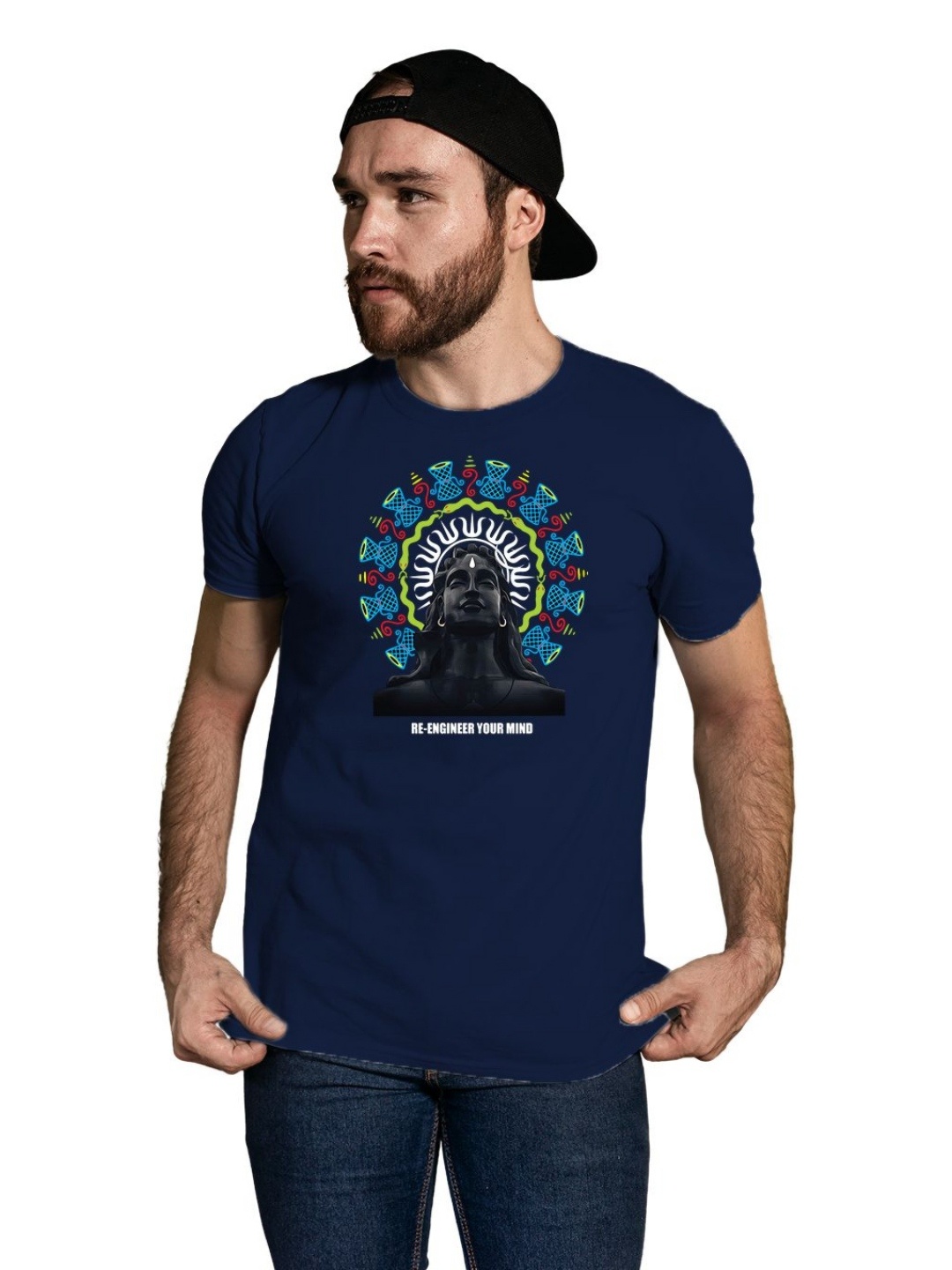 

Tantra Men Typography Printed T-shirt, Navy blue