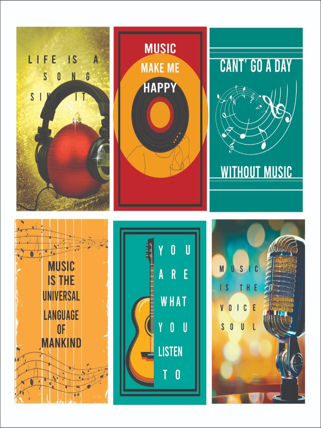 

CVANU Yellow & Black 6 Pieces Abstract Printed Poster Stickers