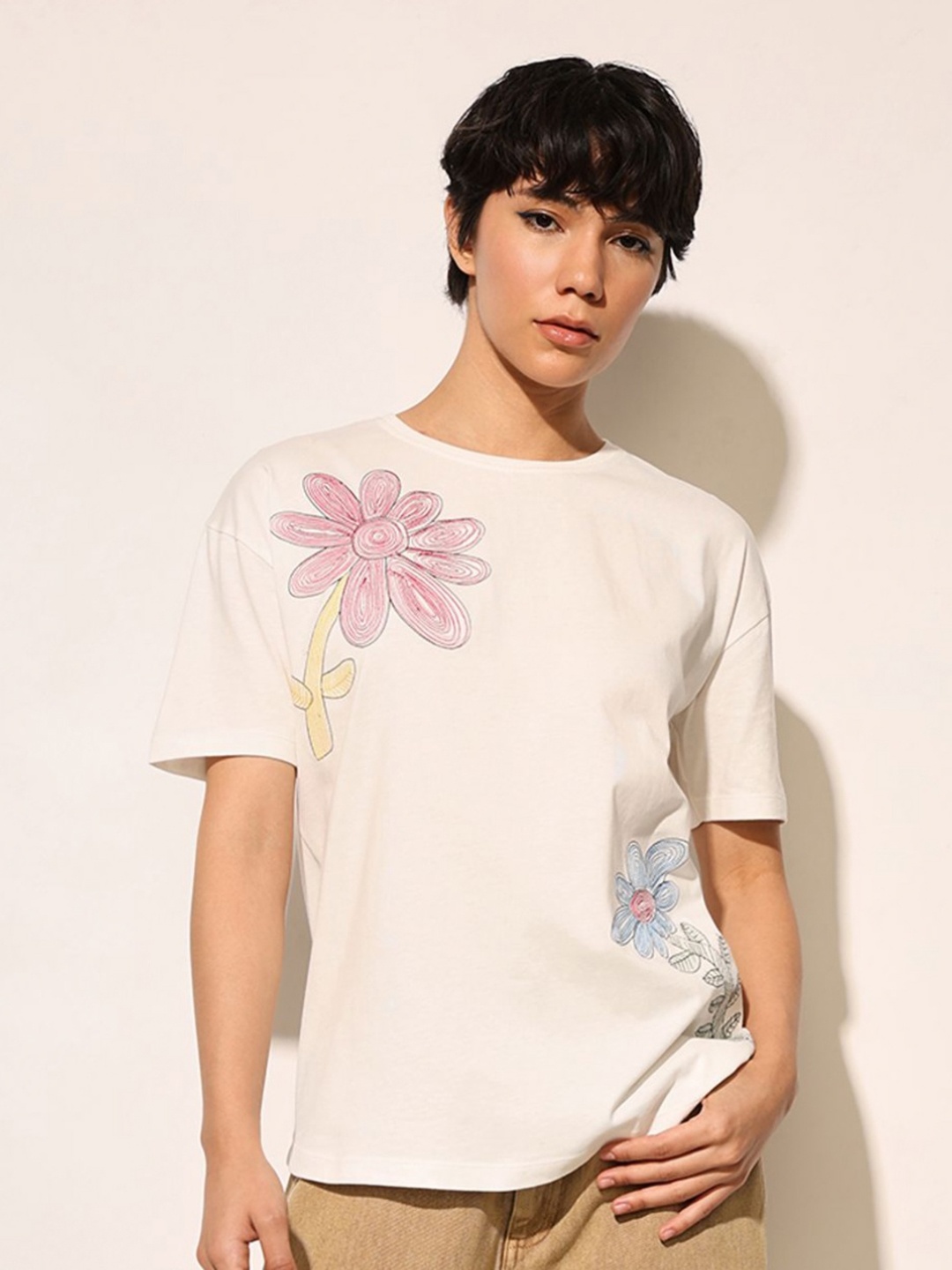 

ONLY Women Floral Printed T-shirt, White