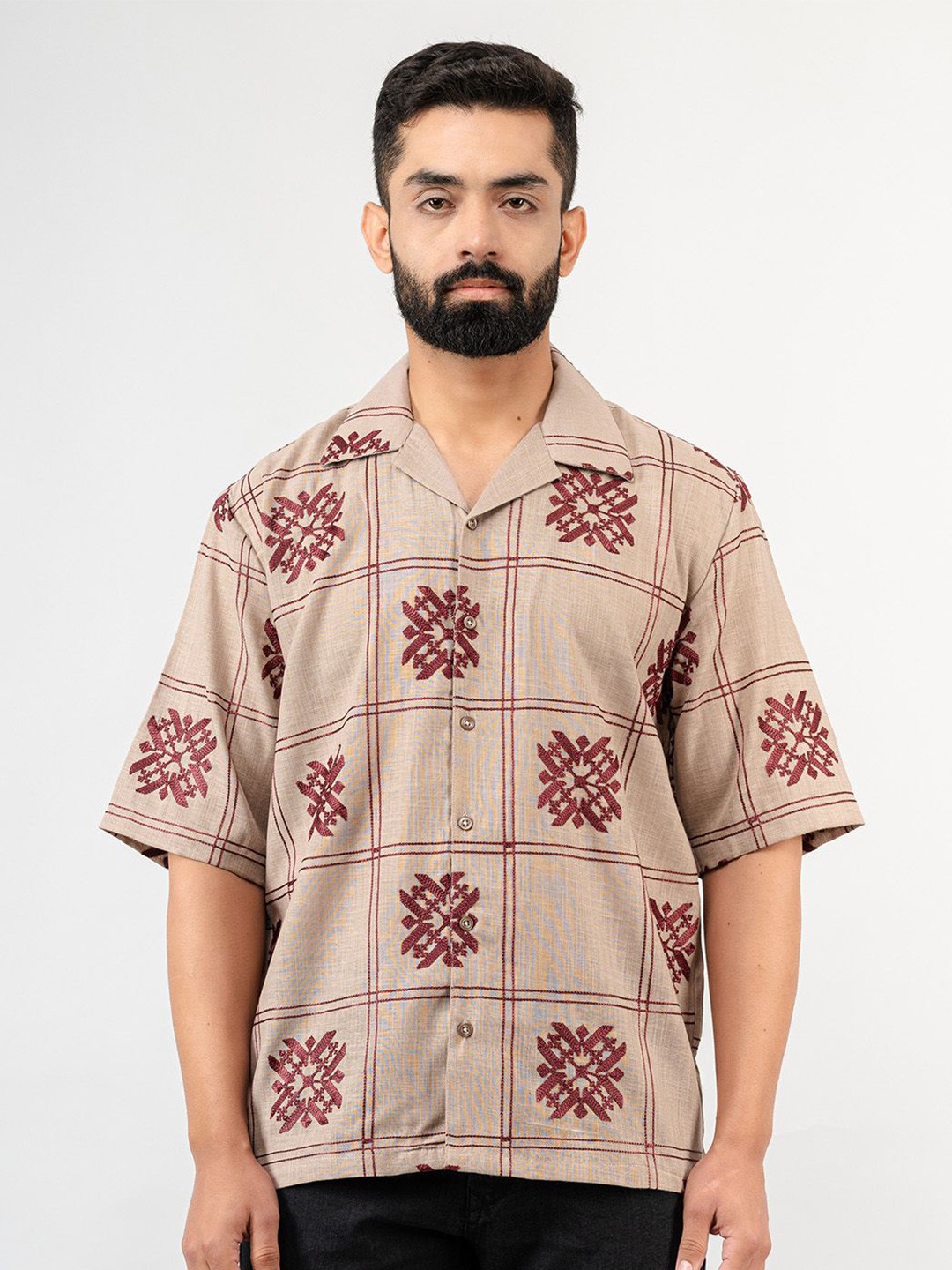 

Tistabene Men Opaque Printed Casual Shirt, Brown