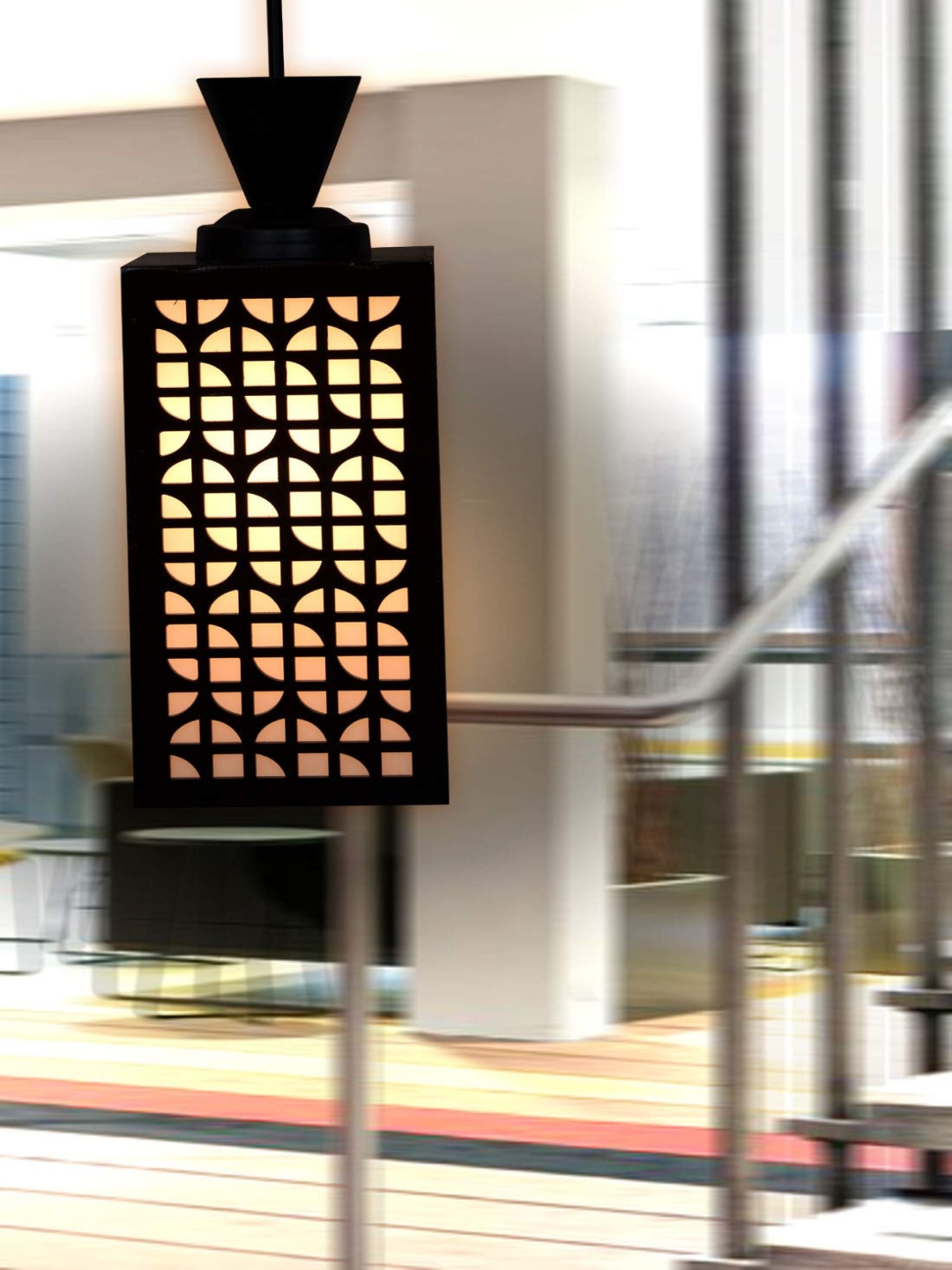 

Gojeeva Black & White Textured Wood Square Shaped Wall Lamp