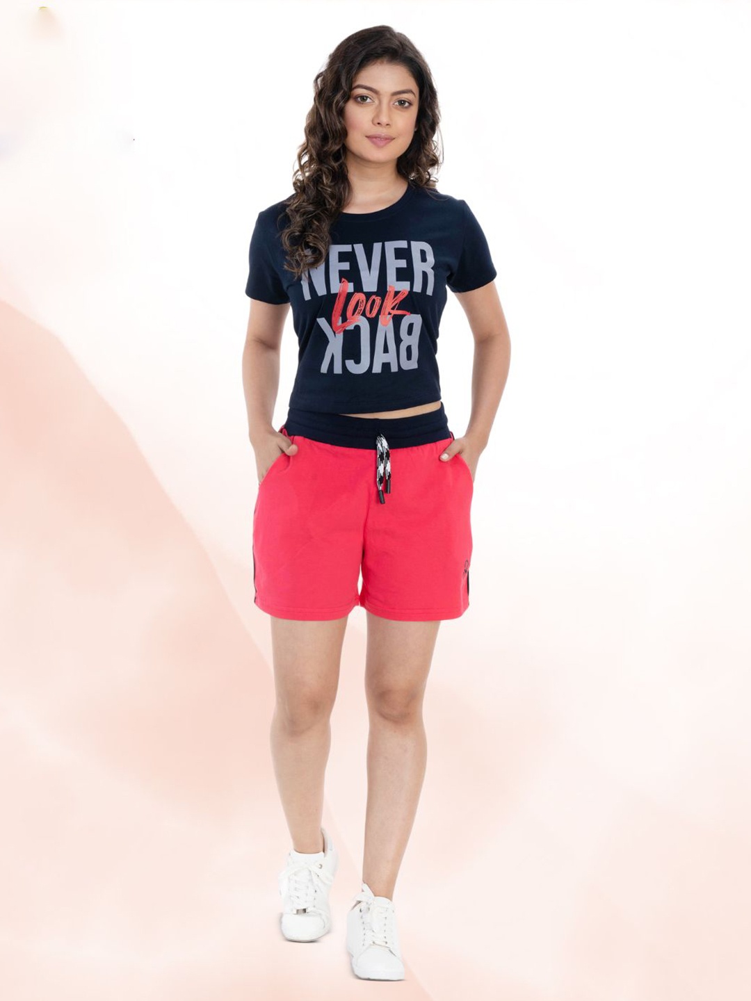 

StyleAOne Printed Pure Cotton T-Shirt With Shorts, Black