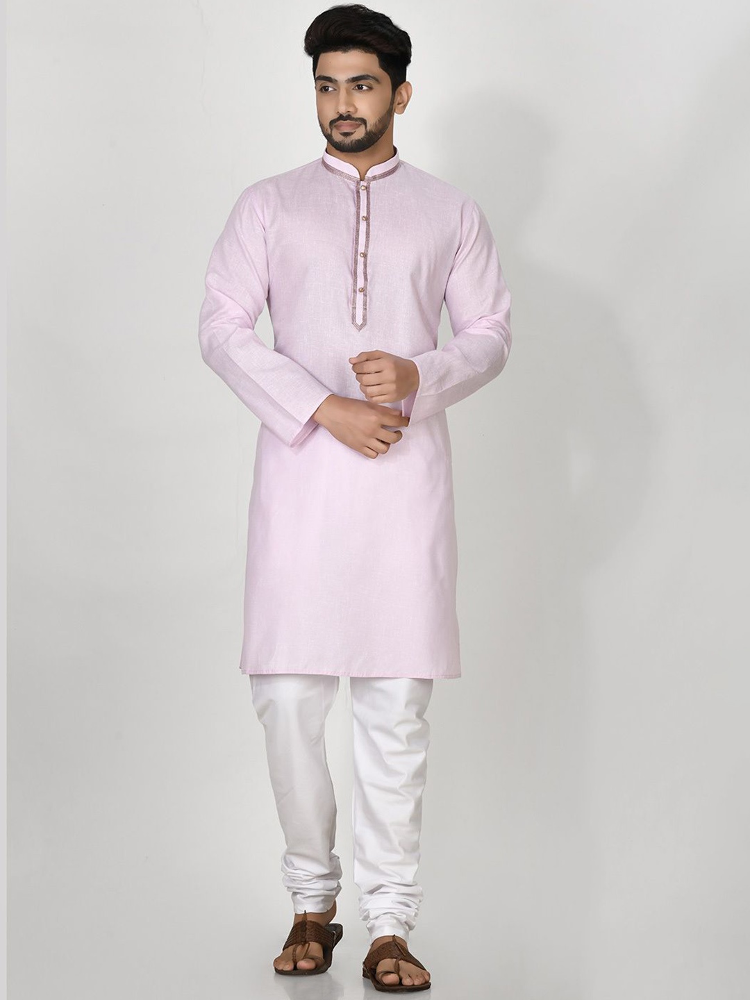 

RANAK Men Regular Pure Cotton Kurta with Pyjamas, Purple