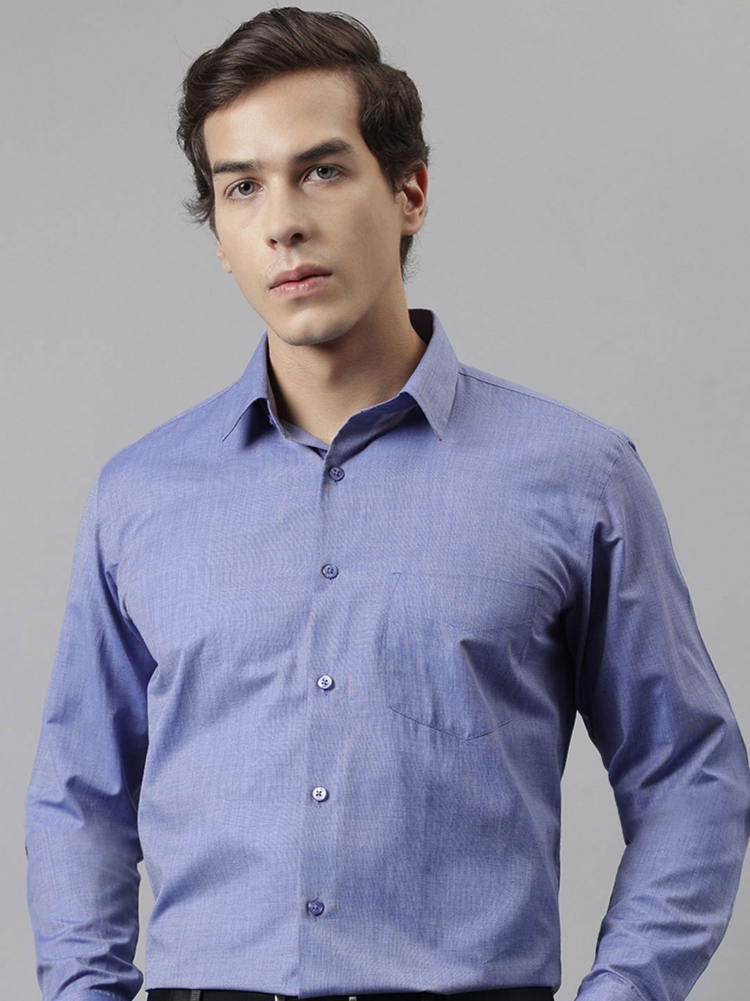 

PulseIQ Men Slim Fit Opaque Formal Shirt, Blue