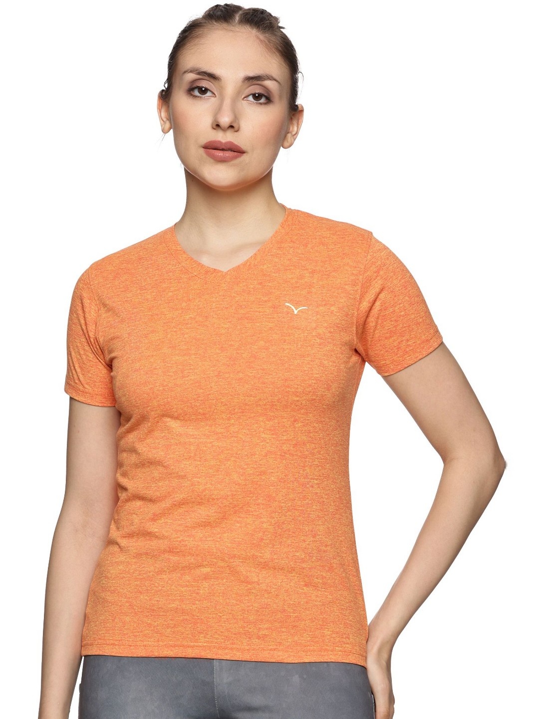 

Coppersmith Women V-Neck Pockets T-shirt, Orange