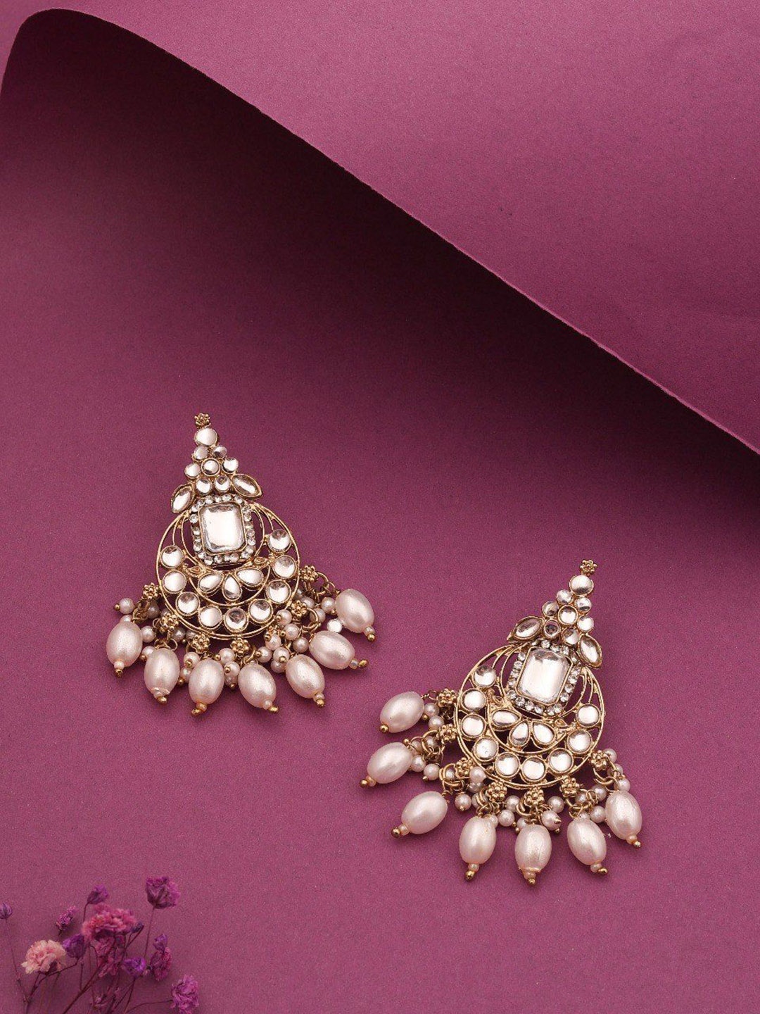

Anouk Gold Plated Artificial Beads Contemporary Jhumkas