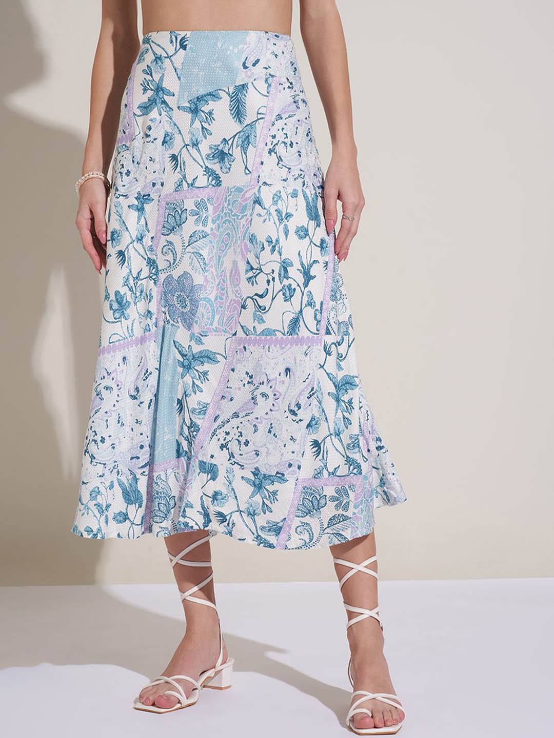 

Honey by Pantaloons Women Floral Printed Flared Midi A-Line Skirt, White