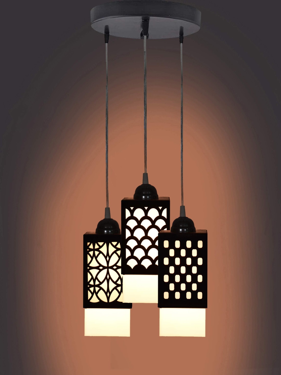

Gojeeva Black & White Textured Wooden Square Shaped Wall Lamp