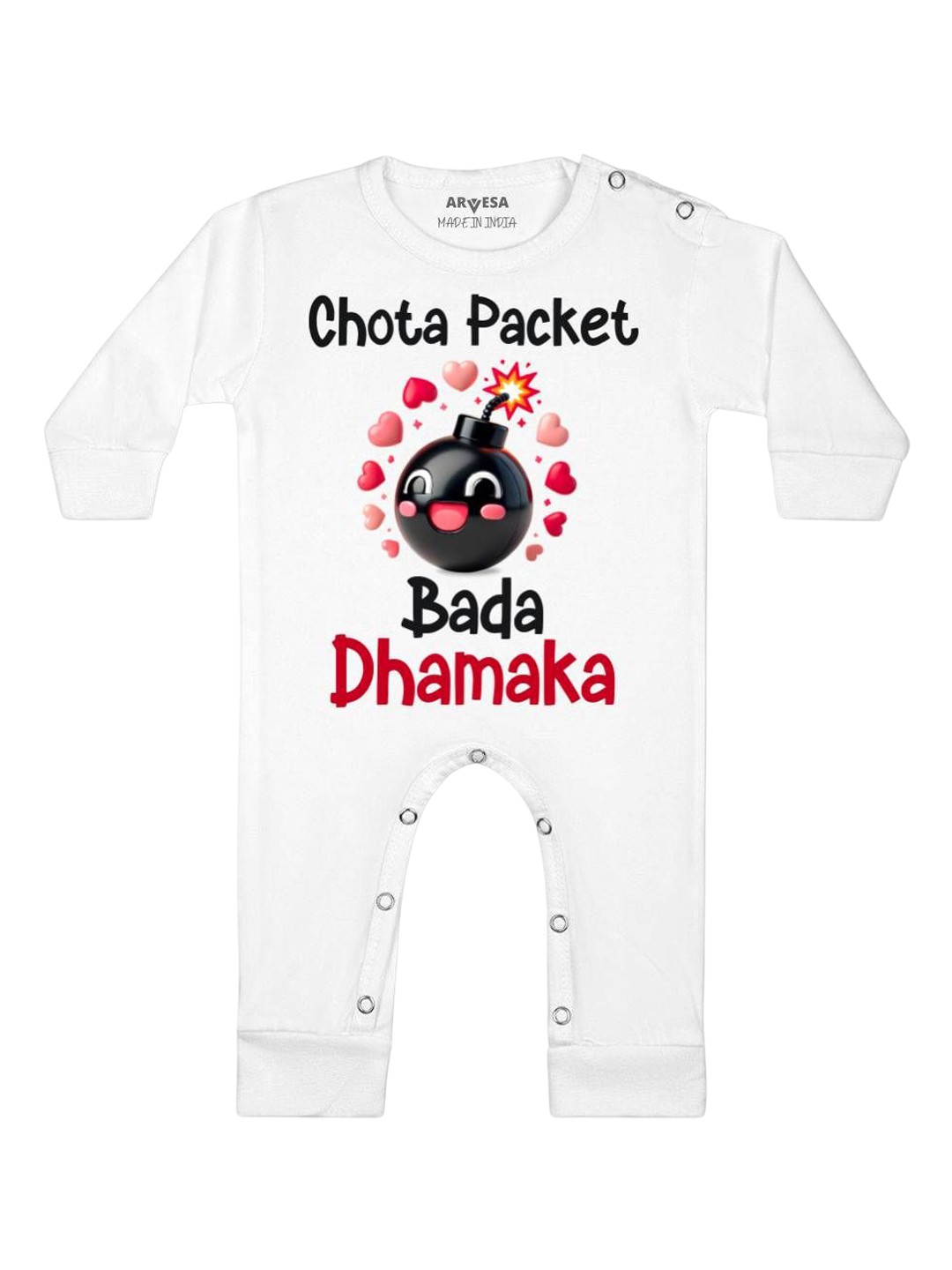 

Arvesa First Diwali Printed Baby Romper, White