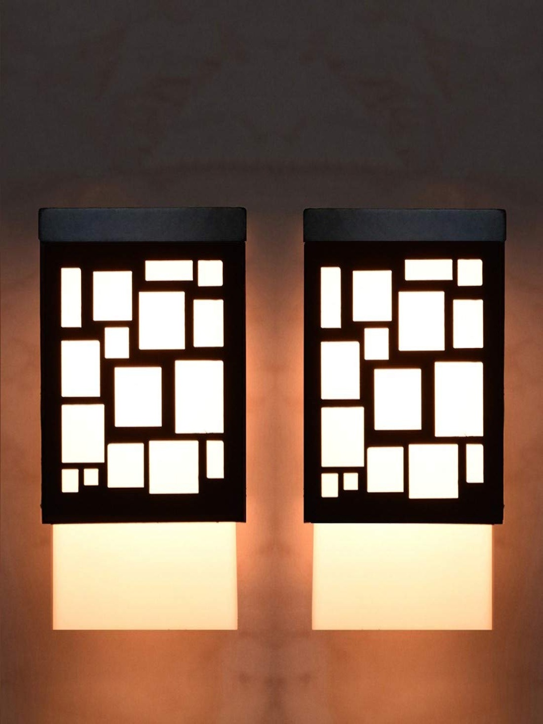 

Gojeeva Black & White 2 Pieces Textured Square Shaped Wooden Ceiling Wall Lamps