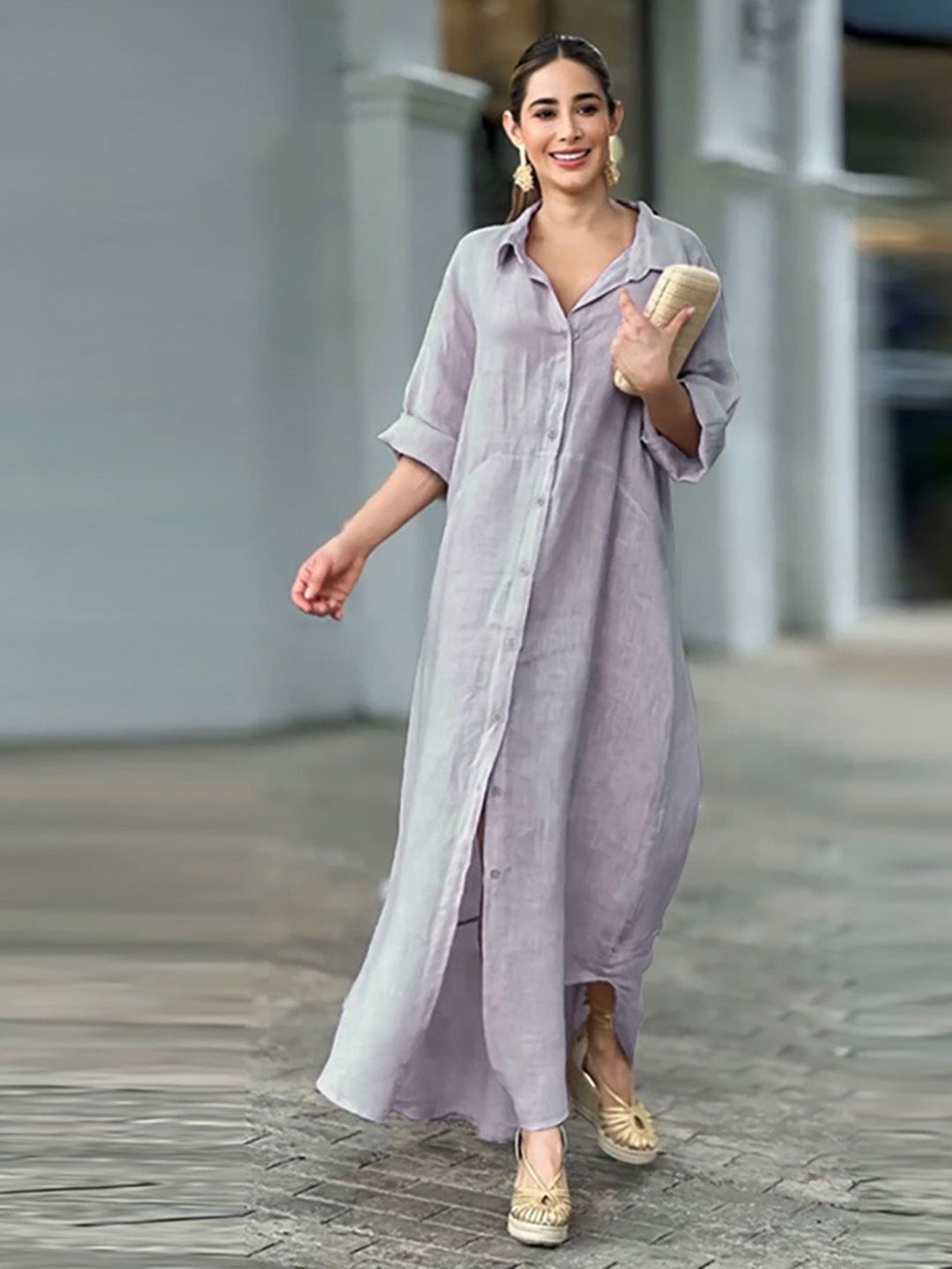 

JC Mode Shirt Maxi Dress, Multi