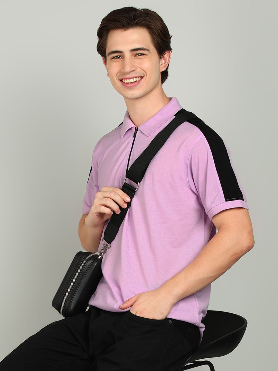 

XFOX Men Colourblocked Polo Collar T-shirt, Purple
