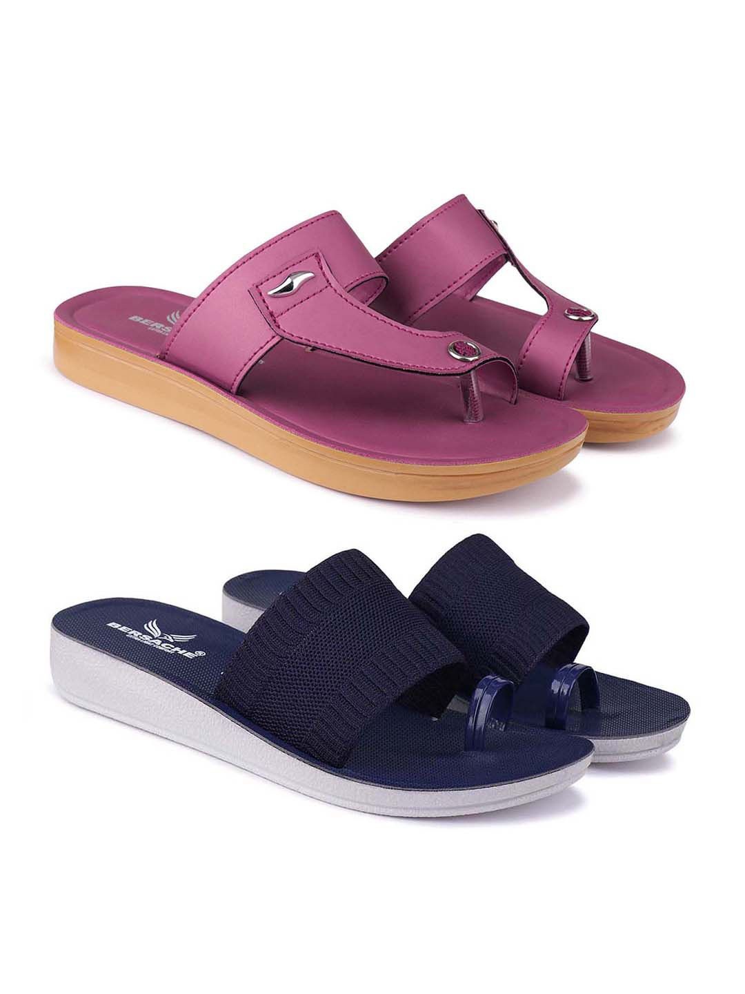 

BERSACHE Set Of 2 Ultra Soft Technology Open Toe Flats, Pink