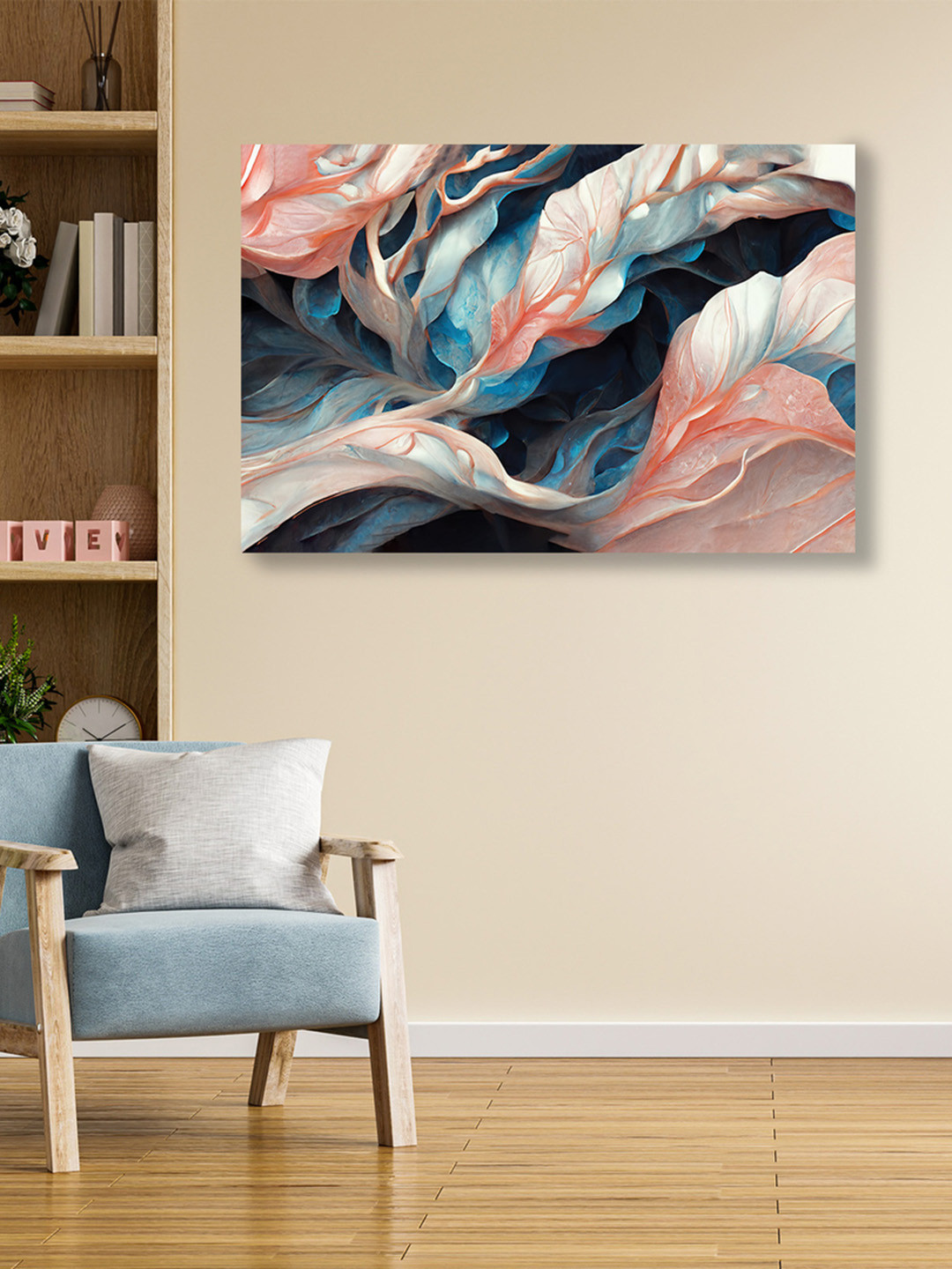 

CVANU Blue & White Abstract Rectangle Canvas Wall Art Painting